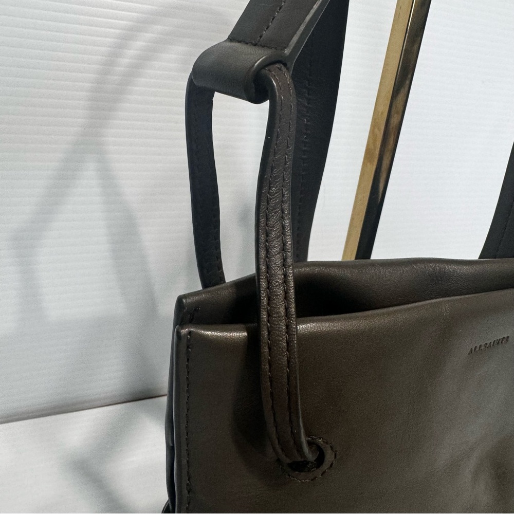 All Saints Freedom Dark Gray Mini Tassel Bucket Bag - Picture 7 of 16